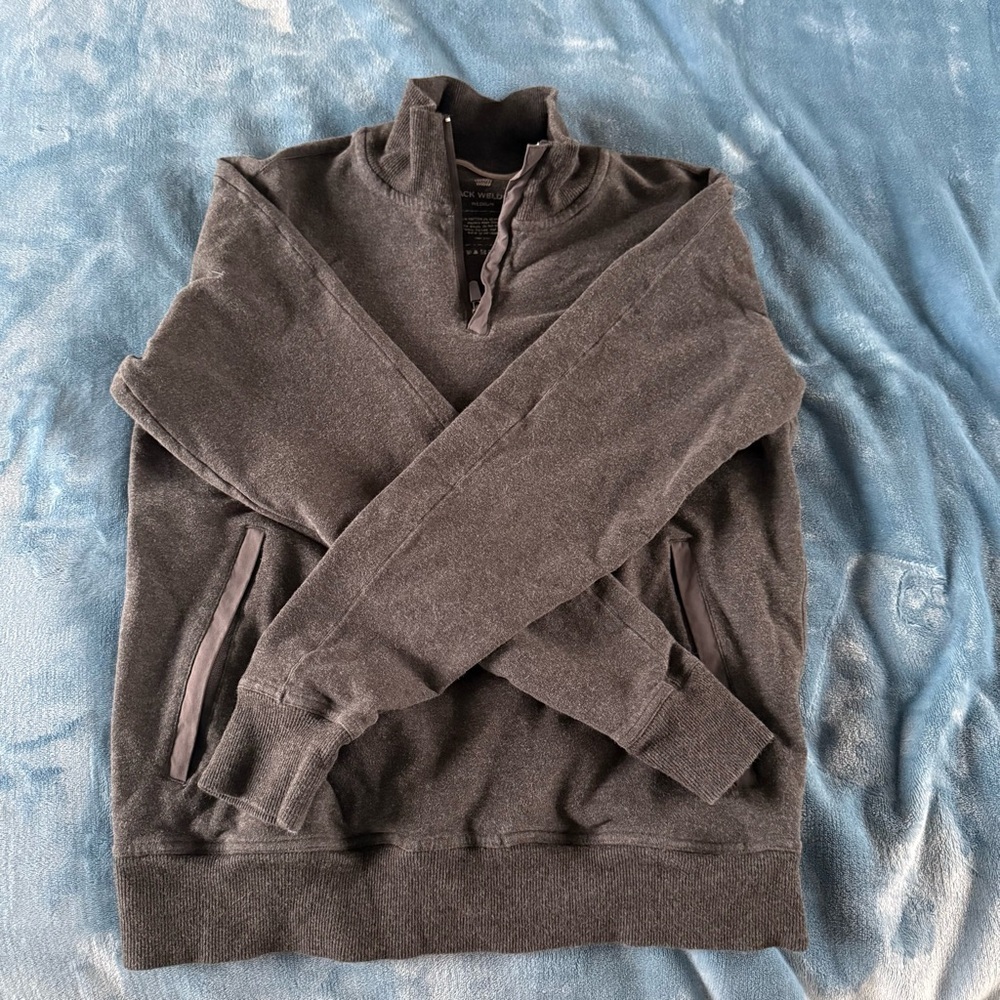 Mack Weldon Dark Gray Quarter Zip-Up Sweater - Picture 5 of 7